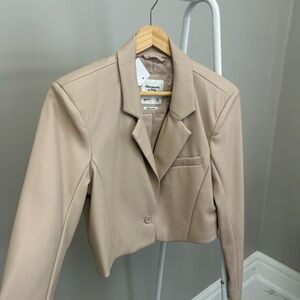 Abercrombie & Fitch Women's Beige Vegan Leather Jacket